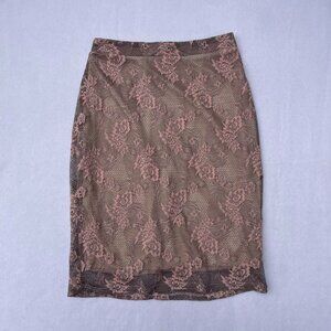 Peppermint Lace Pink Pencil Midi Skirt Sz S Office Siren Corpcore Job Spring